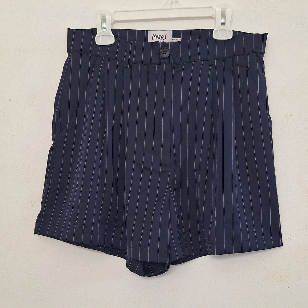 Princess Polly Maliha Shorts Blue Pinstripes Size 6